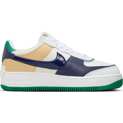 Afbeelding van Nike Sportswear AF1 Shadow Sneakers laag, Dames, Maat: 41, White/midnight navy/malachite/sesame/phantom/metallic gold Leer