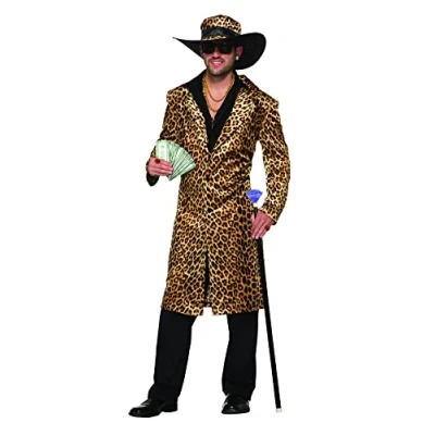 Afbeelding van Bristol Novelty 78886 Partyaanbieding Funky Pooierjack en hoed met luipaardprint, voor dames, zoals op de afbeelding, borstomvang: 106,68 111,76 cm