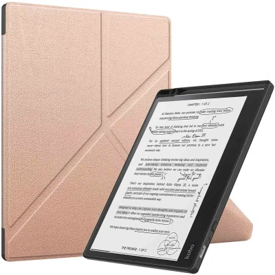 Afbeelding van Kobo Elipsa 2E Hoes: iMoshion Origami Bookcase E Reader Rosé Goud Kunstleder Hoezen