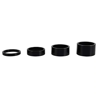 Afbeelding van Tbest fiets headset spacer 4 stuks Dnzring MTB racefiets stuurpen aluminiumlegering stuur voorschacht vorkonderlegring 5 mm/10 mm/5 mm/20 mm (zwart)