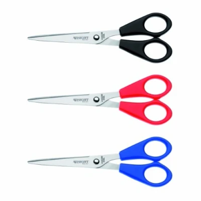Afbeelding van Westcott E 31032 00 kantoorschaar, 17 cm, set van 3, zwart/rood/blauw