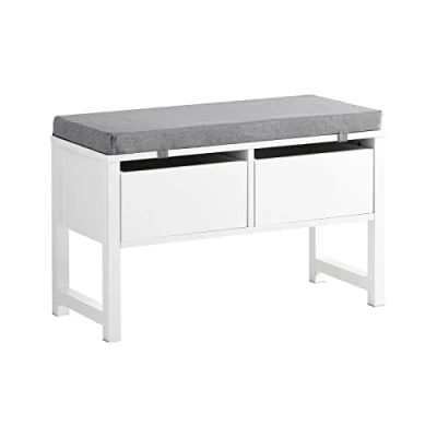 Afbeelding van SoBuy Opbergbank met gestoffeerd kussen Lage kast Entree Schoenenkast Comfortabele bank 2 lades 72x30x46 cm, FSR88 W