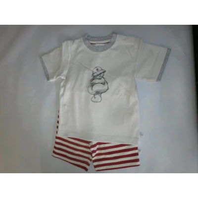 Afbeelding van Noukie&#039;s Pyjama Zomer Jongens Creme / rood 2jaar 92