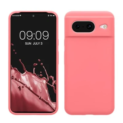 Afbeelding van kwmobile telefoonhoesje geschikt voor Google Pixel 8 Hoesje met siliconen coating Smartphone case in Pastelkleurig koraal
