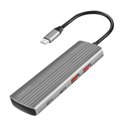 Afbeelding van LogiLink UA0414 USB 3.2 Gen 2 hub 7 poorten Met aluminium behuizing, snellaadpoort Spacegrijs