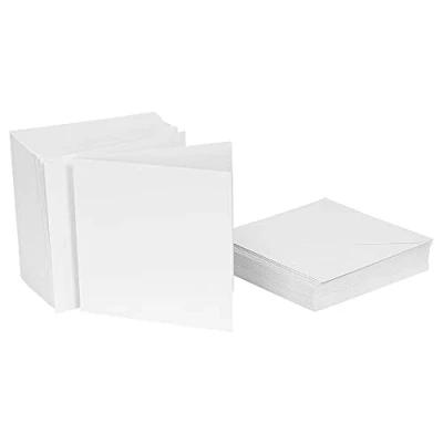 Afbeelding van Ideen mit Herz Vouwkaartenset, blanco, vouwkaarten met omslag, 50 kaarten en enveloppen, om zelf vorm te geven, kaartformaat 14,5 x cm, vierkant
