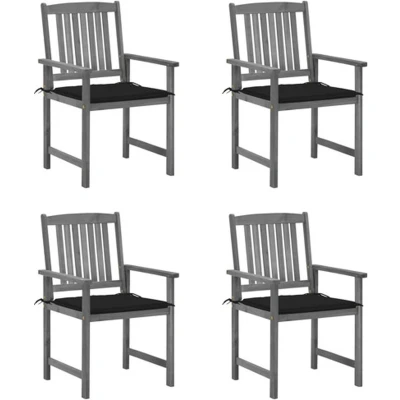 Afbeelding van vidaXL Tuinstoelen 4 st met kussens massief acaciahout grijs