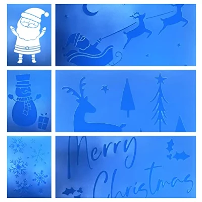 Afbeelding van 6 Sneeuw Spray Stencils voor Kerstmis Plastic Herbruikbare (22045)