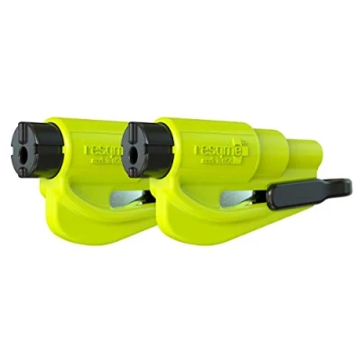 Afbeelding van Resqme 04.100.09 The Original Emergency Keychain Car Escape Tool, 2 in 1 veiligheidsgordelsnijder en raambreker, gemaakt de VS, geel compacte noodhamer pakket van