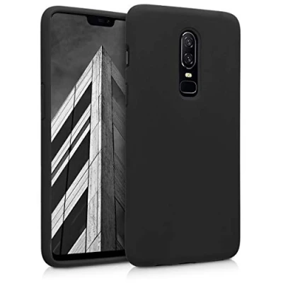 Afbeelding van kwmobile telefoonhoesje geschikt voor OnePlus 6 Hoesje met siliconen coating Smartphone case in zwart