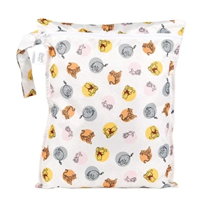 Afbeelding van Bumkins Aduoke Waterdichte natte tassen voor baby, Disney Winnie The Poeh, reizen, badpak, doek diapers, pomponderdelen, gymkleding, toiletartikelen, riem aan stroper, ritssluiting herbruikbare tas,