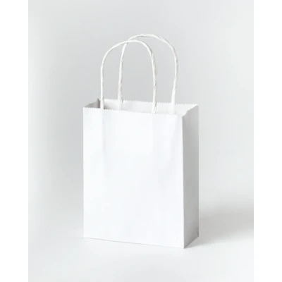 Afbeelding van Tas met handvat Folia kraftpapier 110gr 12x15x5.5cm 20 stuks wit