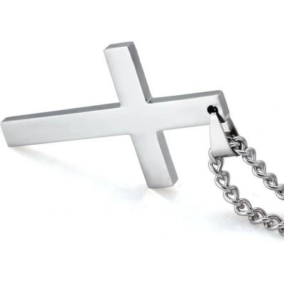 Afbeelding van Ketting met kruisje groot zilverkleurig.