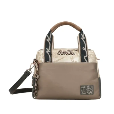 Afbeelding van Anekke handtas schoudertas Real Intentions Bowling Bag Multicolor Taupe