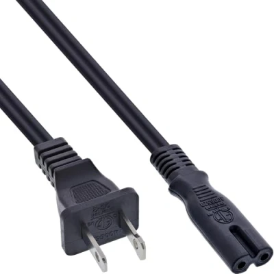 Afbeelding van C7 (recht) Type A / Amerika stroomkabel SPT AWG18/2 zwart 1 meter