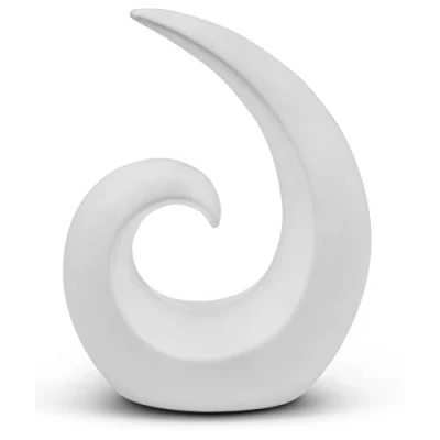 Afbeelding van Stijlvolle keramische sculptuur moderne decoratie in wit decoratieve spiraal 20 cm hoog ook geschikt als geschenk