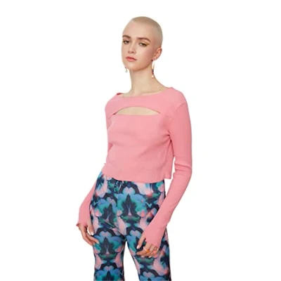 Afbeelding van Trendyol Dames Pink Cut Out Gedetailleerde Gebreide Blouse, S