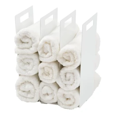 Afbeelding van Yamazaki Home Tower Handdoekorganizer, in elkaar grijpend, wit, 2 stuks