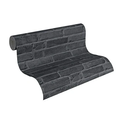 Afbeelding van Leen Bakker A.S. CrÃ ation Behang Steen Zwart En 53cm X 10,05 M AS942833 Grijs Vinyl Création