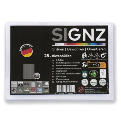 Afbeelding van SIGNZ Dossierhoezen (DIN A5, extra sterk 120 my), 25 stuks, generfd, CO2 neutraal gemaakt, made in Germany