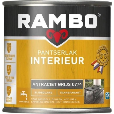 Afbeelding van Rambo Interieur Lak Transparant Zijdeglans Antraciet Grijs 0774 0,75 liter
