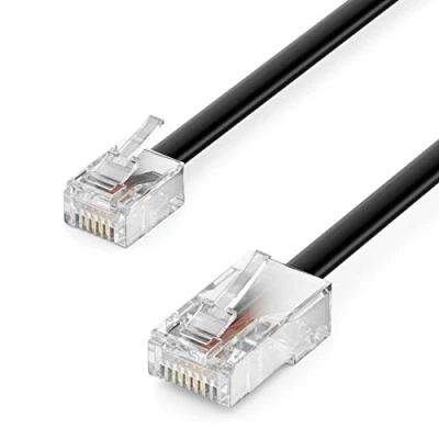 Afbeelding van deleyCON 1m Telefoonkabel RJ11 naar RJ45 Modulaire Kabel Platte Stekker Netwerkstekker Telefoonaansluiting Modem Router Fax ISDN DSL VDSL Internet Zwart