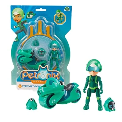 Afbeelding van Giochi Preziosi Petronix Defender Tim and Shell E, Mission met motorfiets en afneembare rugzak, speelgoed, actiefiguur, 7 cm, superheld, veranderbaar voor kinderen vanaf 3 jaar