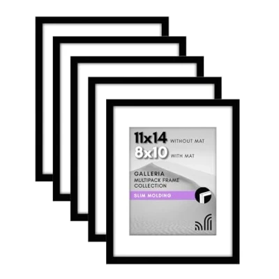 Afbeelding van Americanflat 11 x 14 fotolijst in zwart toont 8 10 met mat en zonder set van 5 frames zaagtand opknoping hardware voor horizontale verticale weergave