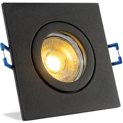 Afbeelding van IP44 LED Inbouwspot Aspen badkamer of buiten Vierkante spot Zwart Extra Warm Wit 2700K 2.7 Watt Philips