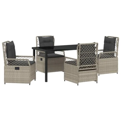Afbeelding van vidaXL 5 Delige Tuin Eetset Lichtgrijs Poly Rattan