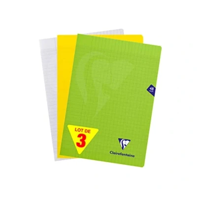 Afbeelding van Clairefontaine 293101AMZ Mimesys Set met 3 notitieboekjes 48 pagina&#039;s 21 x 29,7 cm 90 g grote ruiten, omslag van polypropyleen (kunststof), verschillende kleuren