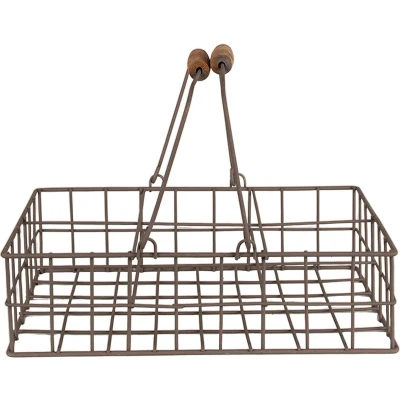 Afbeelding van Clayre &amp; Eef Opbergmand 34x19x8 cm Bruin Ijzer Hout Mand
