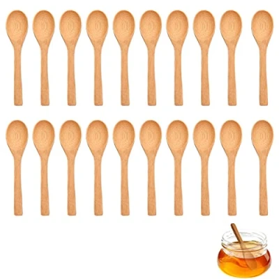 Afbeelding van Mini Lepel, Kleine Zoutlepel Kruidenlepel,Mini Lepels Dessertlepel, voor Gebruikt het graven van jam, eten ijs, koffie, keukenkruidenlepel （20 stukken）
