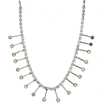 Afbeelding van Behave Zilver kleurige ketting met multi color stenen hangers
