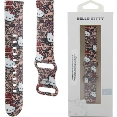 Afbeelding van Hello Kitty Siliconen Tags Graffiti band universeel 22mm roze