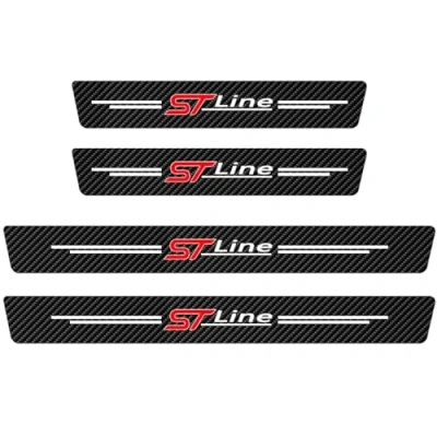 Afbeelding van SANQIUTOU 4 Stuks Auto Instaplijsten Protector Stickers Voor Ford Fiesta Focus KUGA Edge C MAX ST LINE,Koolstofvezel Dorpel Cover Autodeur Stappen Decoratie Accessoire