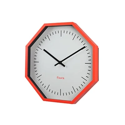 Afbeelding van Fisura Original reloj de pared Oktogonal verde cocina moderno 30 centímetros diámetro cristal ABS 1 pila AA (Rood en wit)