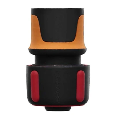 Afbeelding van Fiskars Slangkoppeling, SoftGrip contactpunten, universele maat, Ø 1,9 cm (3/4&#039;&#039;), 40 g, zwart/oranje/rood, 1027074