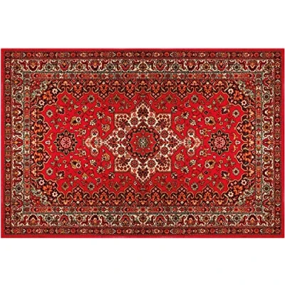 Afbeelding van Deurmat voor binnen, wasbaar motief, 40 x 60 cm, vintage Perzisch rood, als antislip vuilvangmat, moderne entree, schoonloopmat hal en voordeur