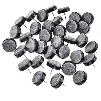 Afbeelding van Viltglijders met schroeven, 50 stuks, ronde viltglijders, nagels, nagelschuiver, vilt, stoelglijders, meubels, stoelpoten, meubelglijders voor houten stoelkruk, tafelpoten, 22 mm, zwart