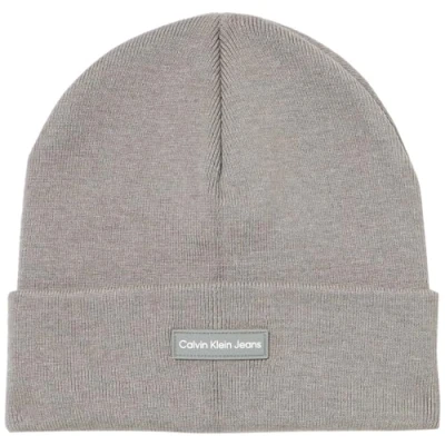 Afbeelding van Calvin Klein Jeans Patch Beanie Muts, Dames, Maat: One Size, Grey heather