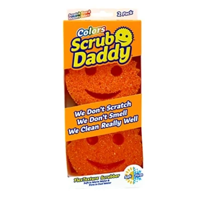 Afbeelding van Scrub Daddy Kleuren, Oranje Scrubber Spons, Reinigingssponzen voor het afwassen, schotel &amp; keukenspons gebruikt door Mrs Hinch, Non Scratch Multi Use Scrubbing, FlexTexture, Vaatwasser Veilig 2 pack