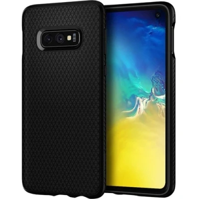 Afbeelding van Samsung Galaxy S10e Hoesje Siliconen en TPU (zacht) Spigen Softcase/Backcover Zwart Telefoonhoesje Shockproof/Valbescherming