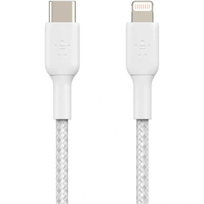 Afbeelding van Lightning naar USB C kabel Braided van Belkin 2 Meter / Wit