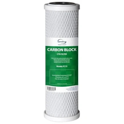 Afbeelding van iSpring FC15 5 Micron 10 inch Vervanging CTO Koolstofblok Waterfilterpatroon voor Onder Gootsteen Omgekeerde Osmose RO filtratiesysteem, &quot;x 2 1/2&quot;, Wit