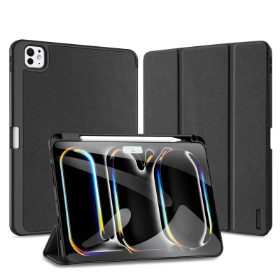 Afbeelding van iPad Pro 11 (2024) M4 Hoes: Dux Ducis Domo Bookcase Zwart Kunstleder Tablet Hoezen