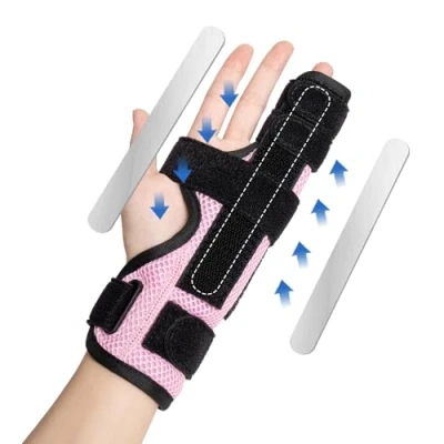 Afbeelding van YiYame Duimbrace voor de kleine vinger, om op te steken, metaal, duimbandage links en rechts, gebroken vingers, verstuikingen, breuken, peesschedeontsteking, artritis, pijnverlichting,