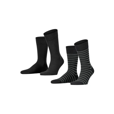 Afbeelding van Esprit FINE Stripe 2PACK WITH Pattern Sokken black, Heren, Maat: 43 46, Black