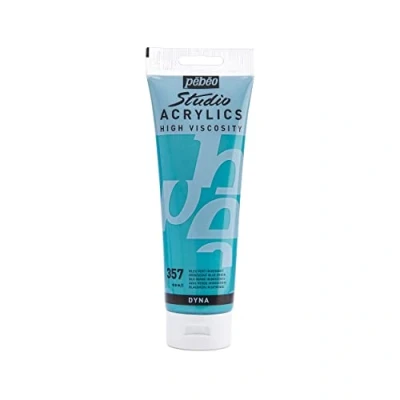 Afbeelding van Pébéo Acryl fijne studio kunststoffen meerlagige kleur voor uw creativiteit acrylverf glinsterend blauw groen 250 ml