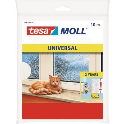 Afbeelding van Tesa Moll Universal Tochtstrip, 10 M X 9 Mm, Wit Tochtstrip